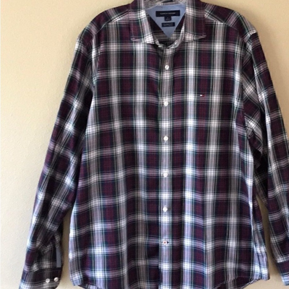 Plaid Men's Shirt - Purple and White